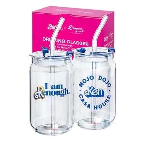 Barbie The Movie Ken Dragon Glassware Set of 2 I am Kenough 16 oz Tumblers